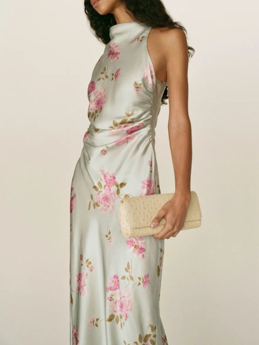 NEW Reformation Anaiis Long Silk Backless Dress Windswept Blue Floral US 2 UK 6 - Picture 2 of 13